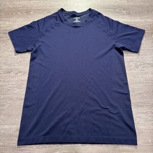 Fabletics‎ Shirt Mens Medium Blue Short Sleeve Performance Crew Neck Outdoor